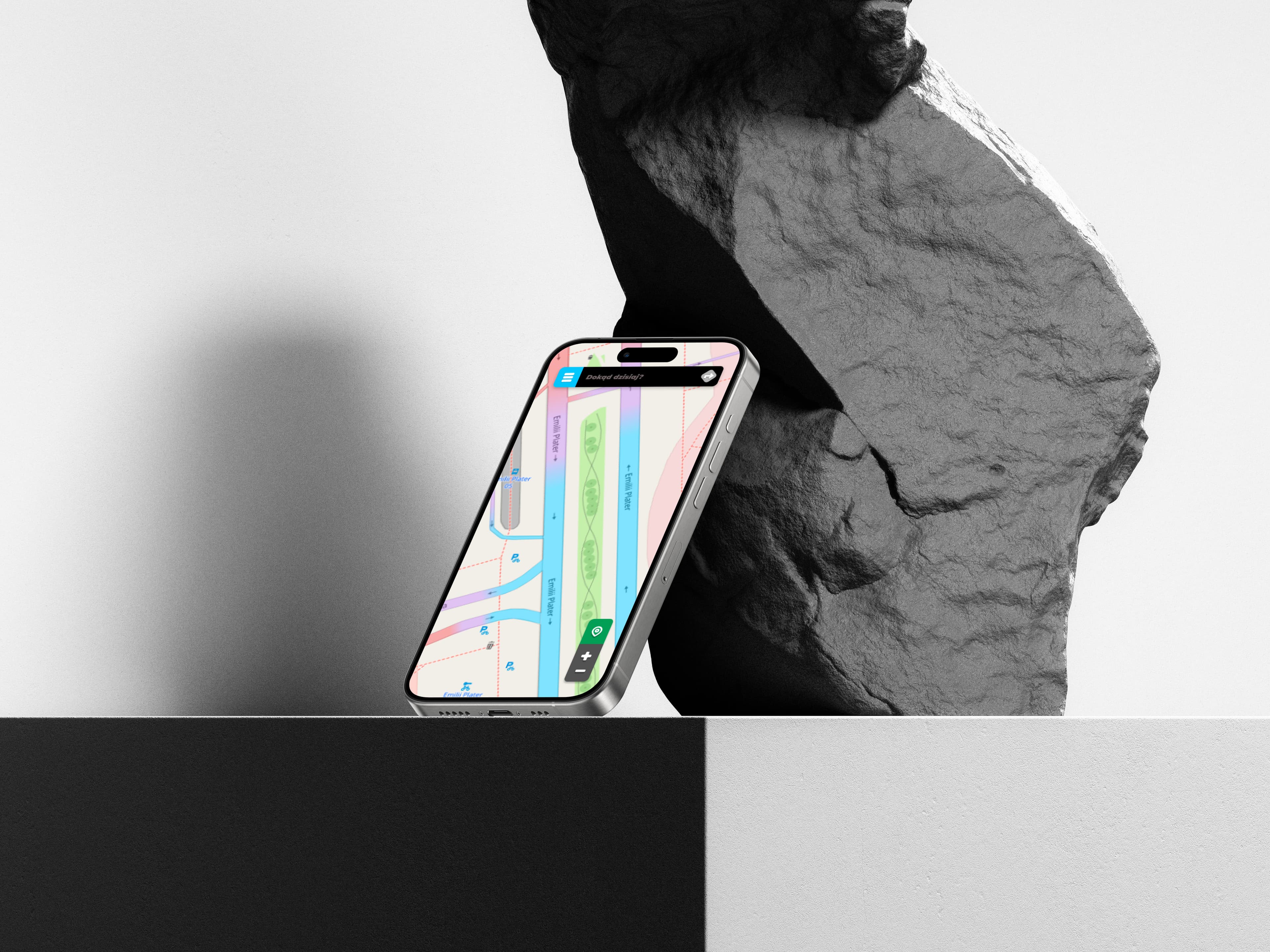 An example of the appearance of the Go! app, maps for people with disabilities to help them move along accessible and fast paths