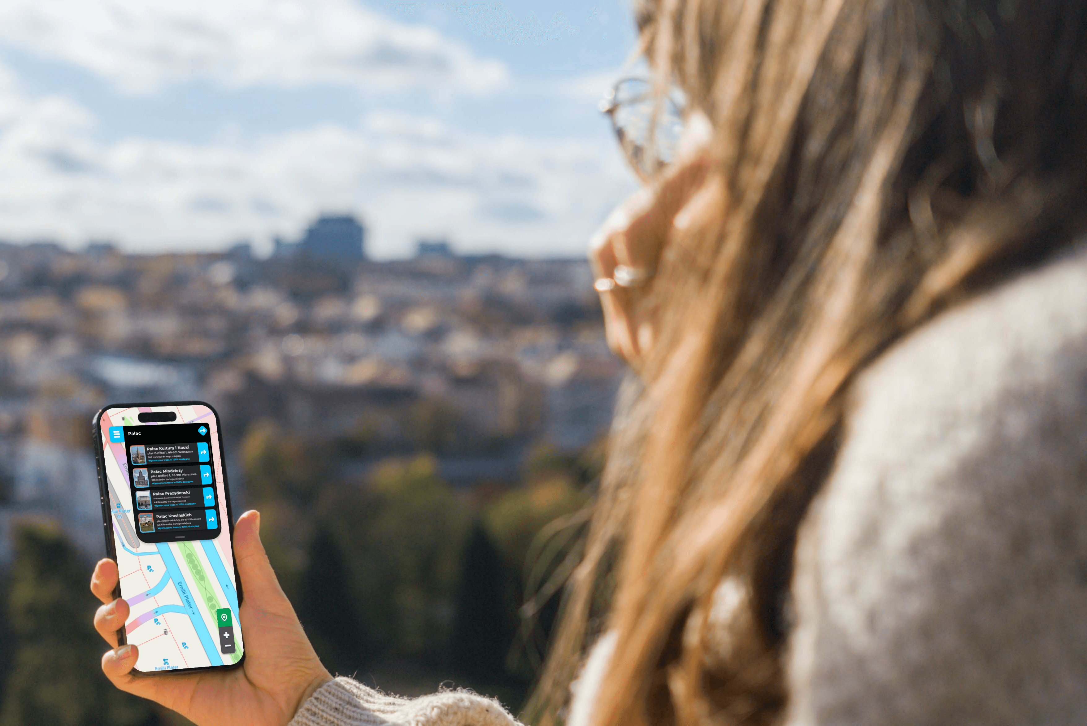 An example of the appearance of the Go! app, maps for people with disabilities to help them move along accessible and fast paths