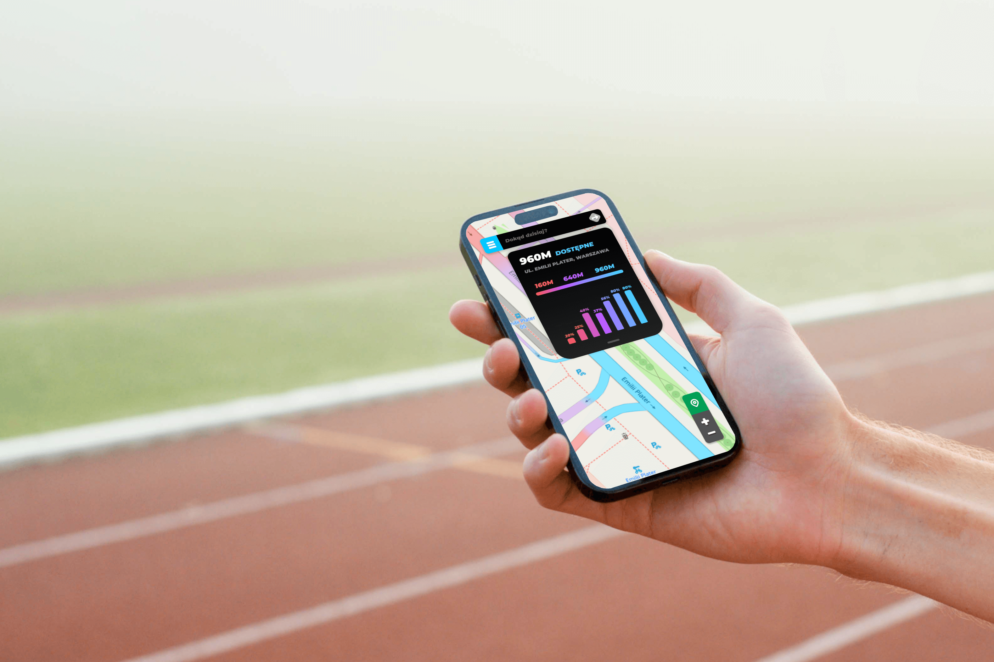 An example of the appearance of the Go! app, maps for people with disabilities to help them move along accessible and fast paths